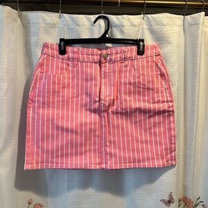 Victor Glemaud Pink and White Striped Mini Skirt